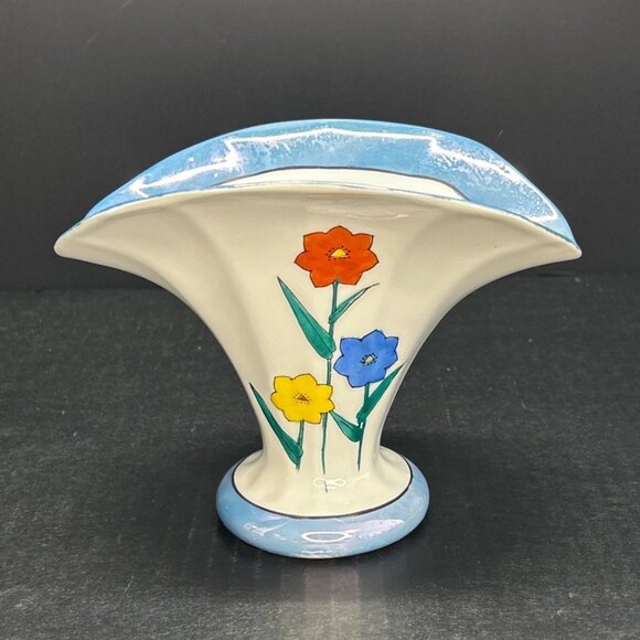 Vintage Meito China Japanese Flared Vase Porcelain Floral Motif Painted Japan - Picture 1 of 10